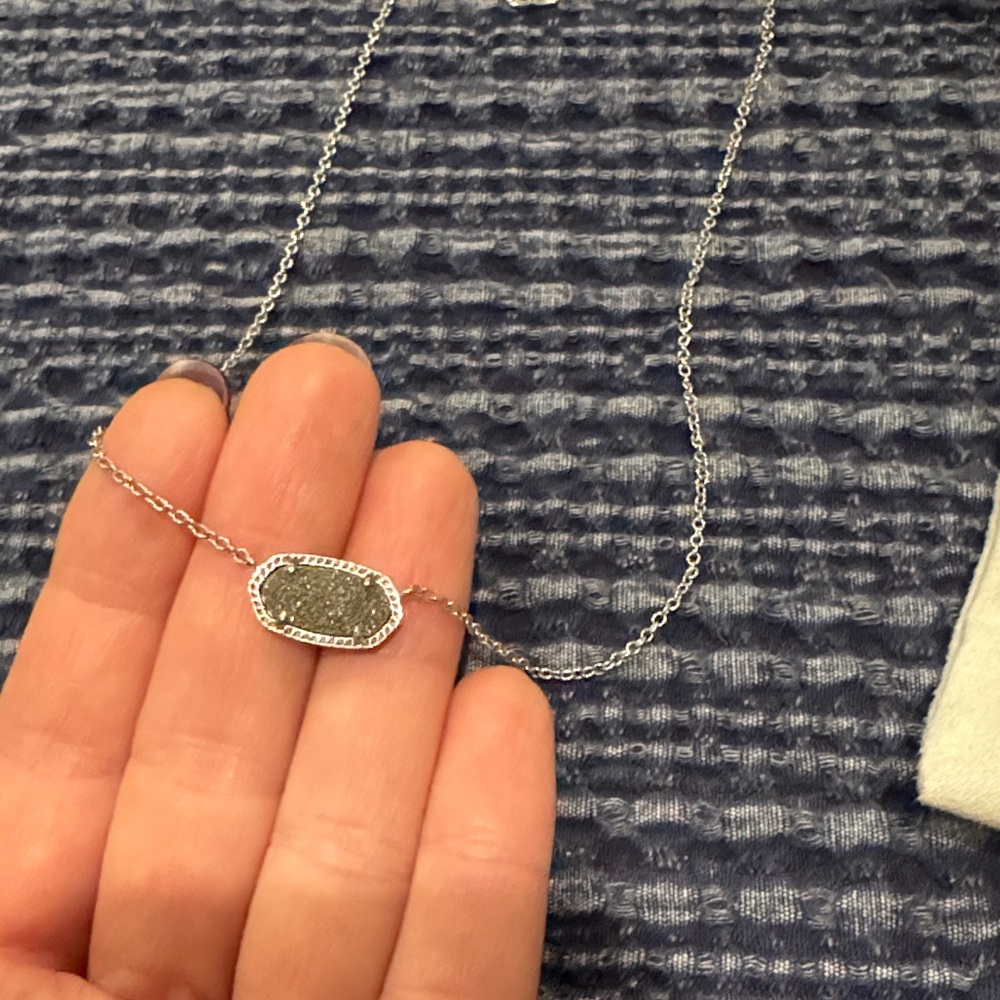 Elegant Silver Drusy Kendra Scott Necklace